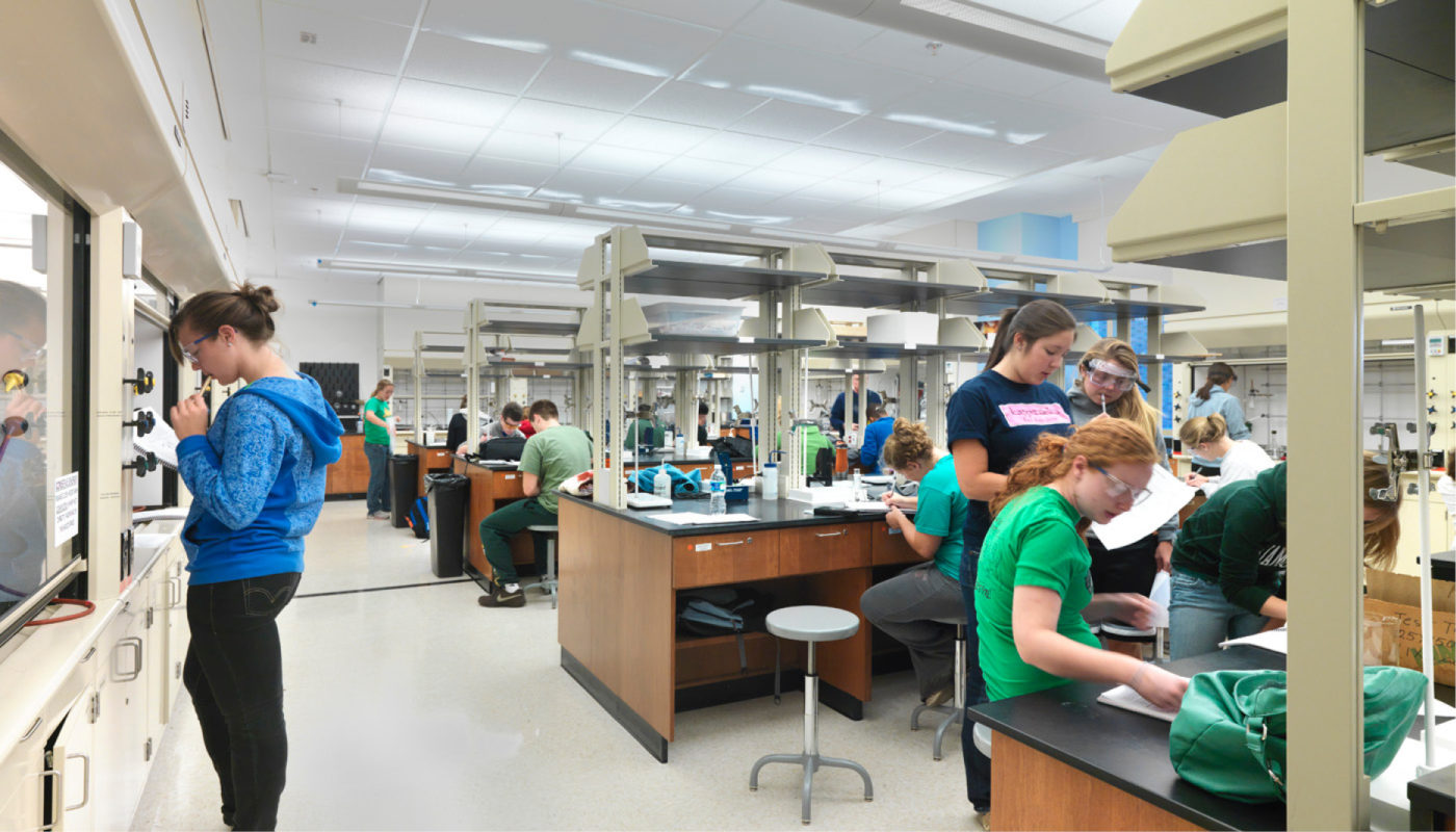 A group of people in a lab.