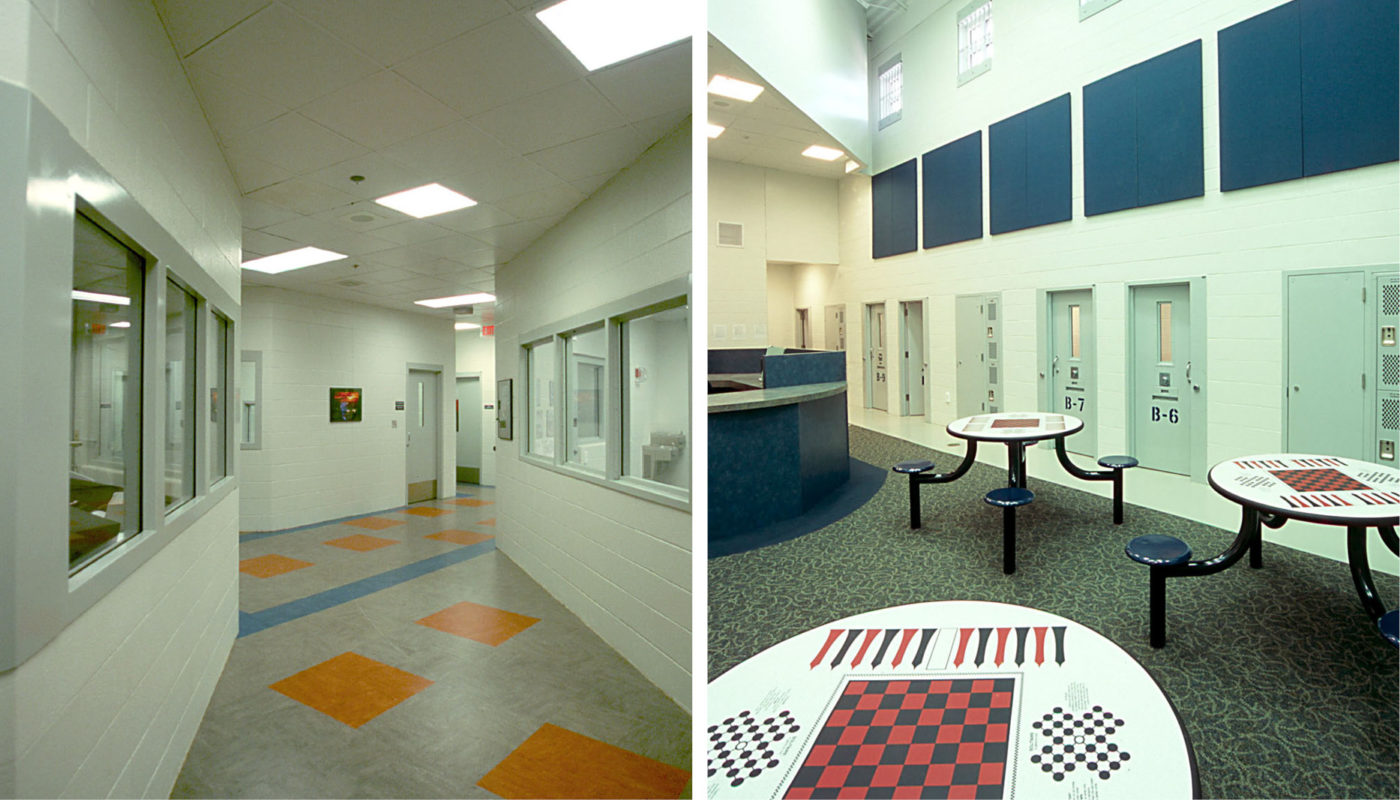 A chess board in the hallway of a Juvenile Detention Center.