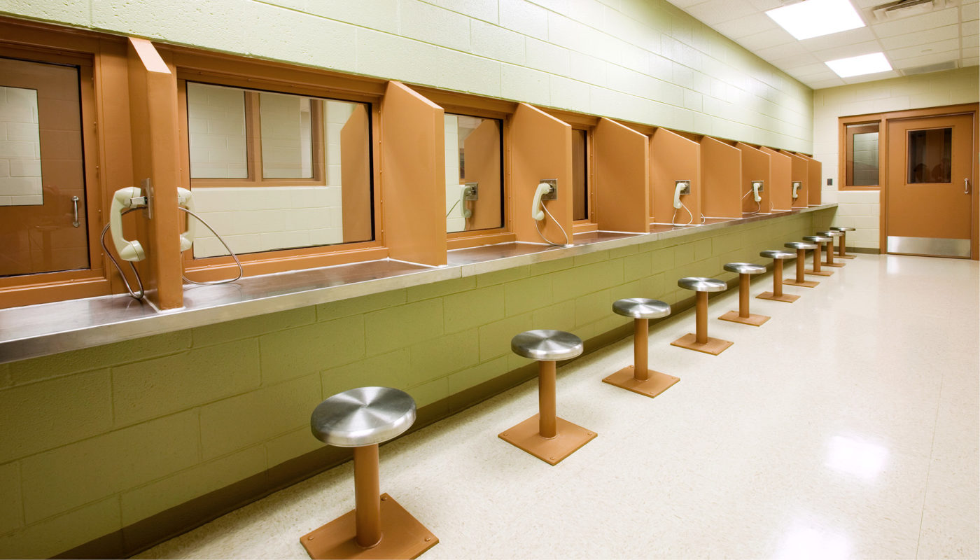 A row of stools in a Chesterfield County jail cell.