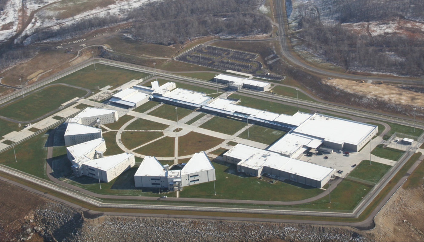 An aerial view of the Federal Correctional Institution in Hazelton.