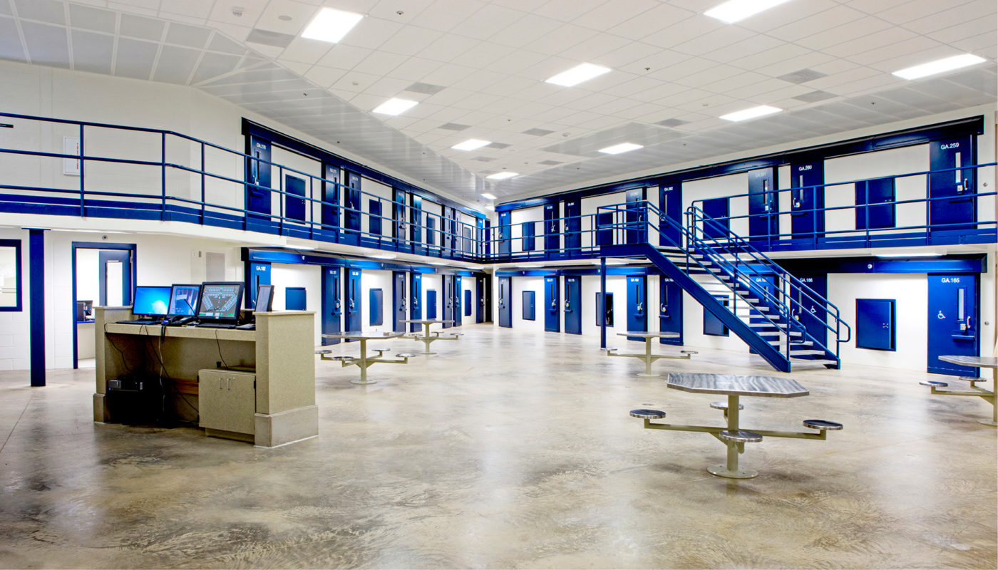 The floor is blue at Benner State Correctional Institution.