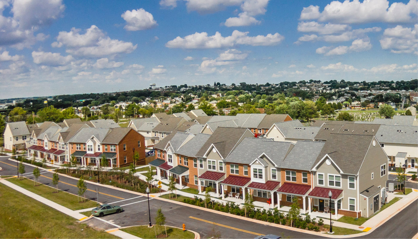 An aerial view of Key's Pointe, a residential neighborhood.