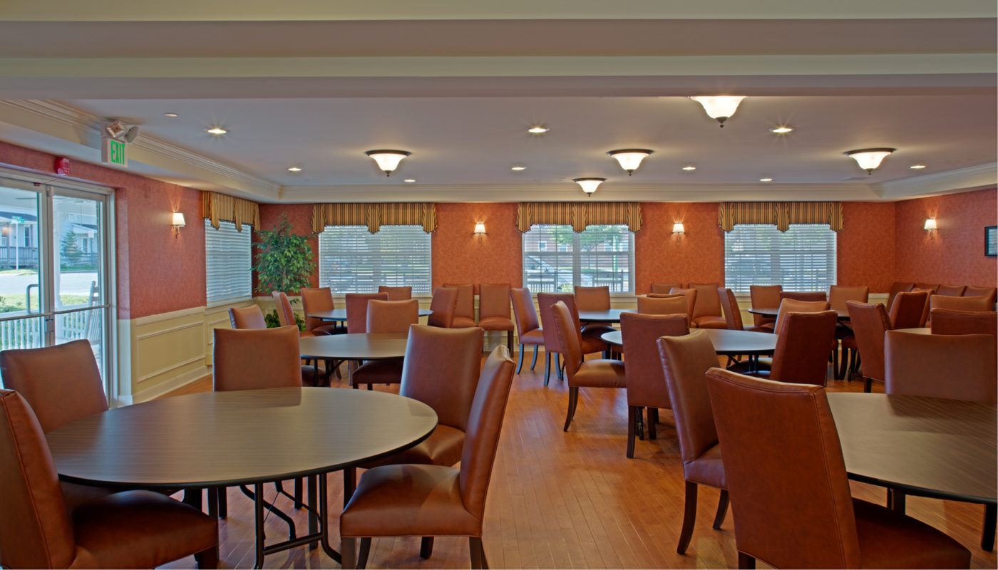 St. Johns Commons is a large dining room with tables and chairs.