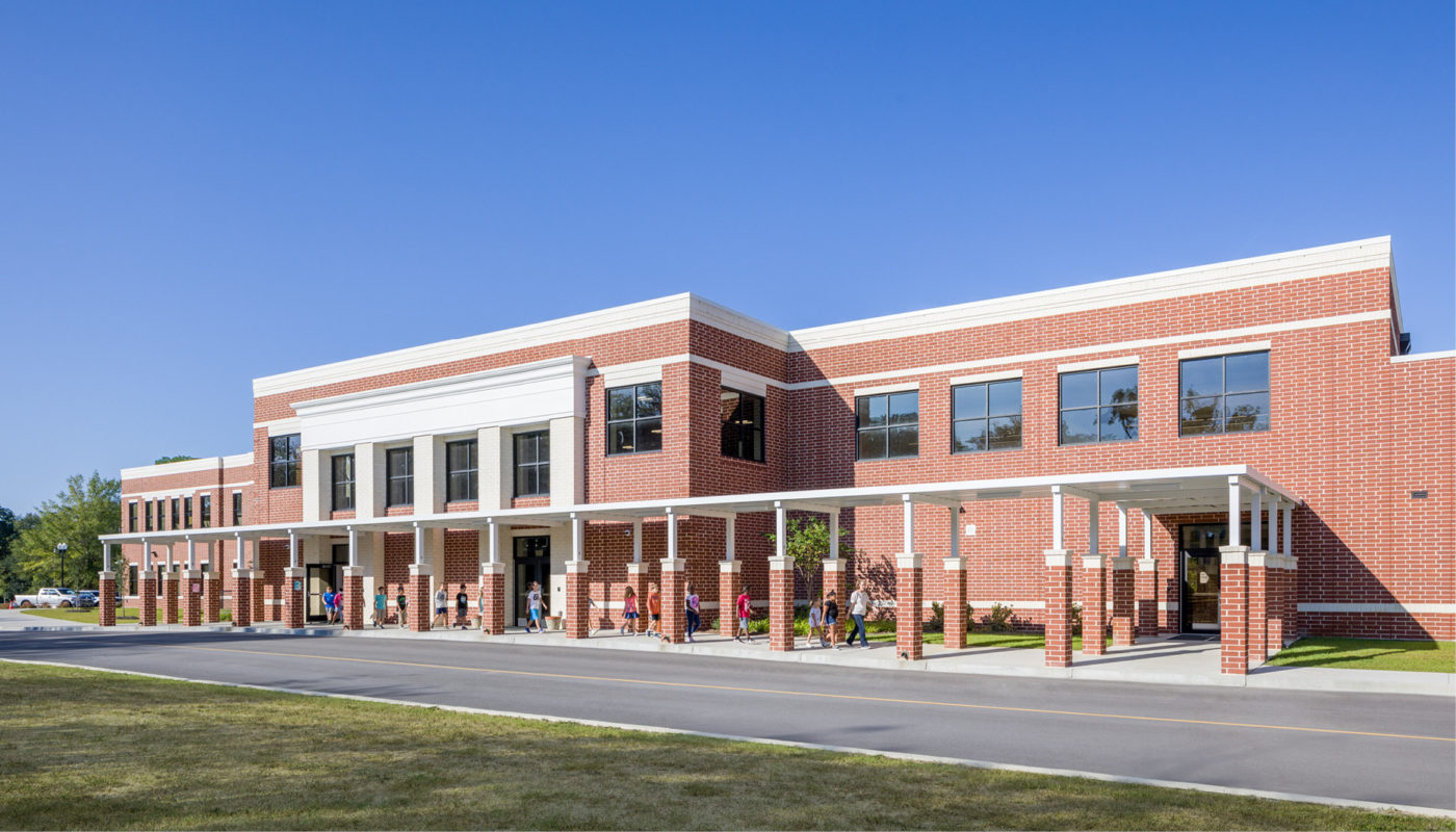 The Camden Elementary School building is made of red brick.