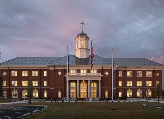 Exterior in Virginia Beach City Hall, a new municipal facility that blends traditional and contemporary architecture