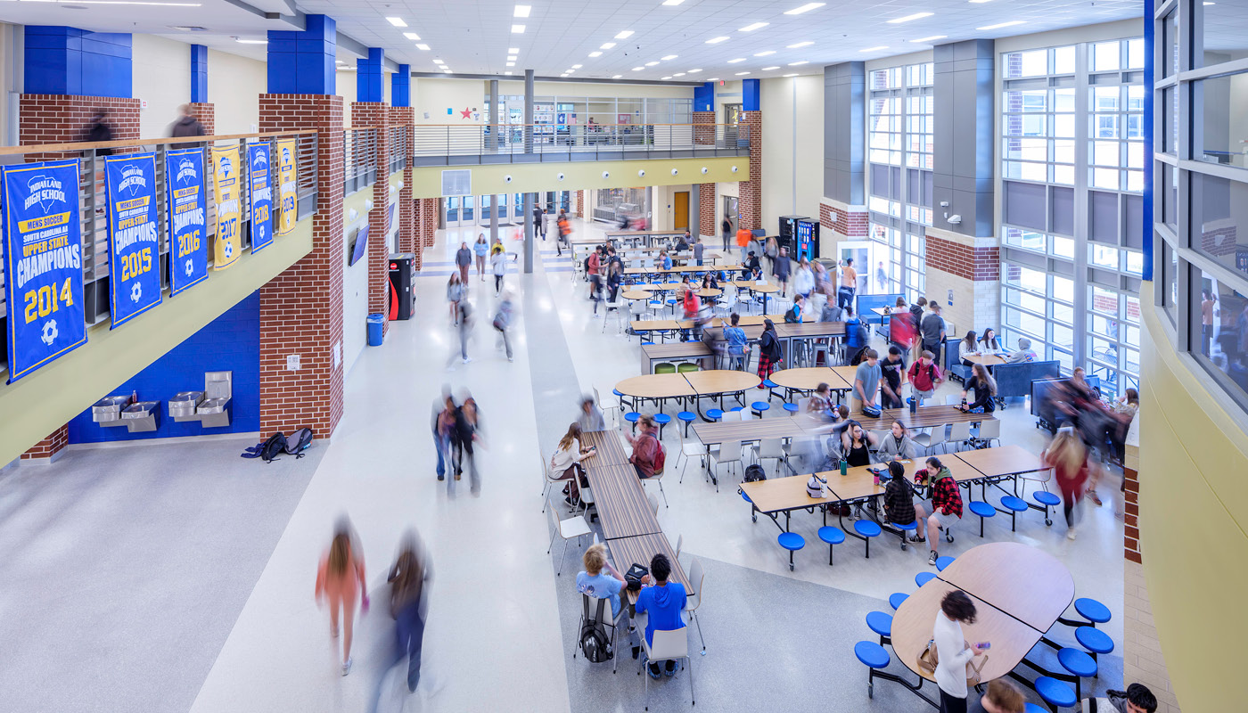 Cafeteria at Indian Land High School, a new K12 facility in Lancaster, South Carolina