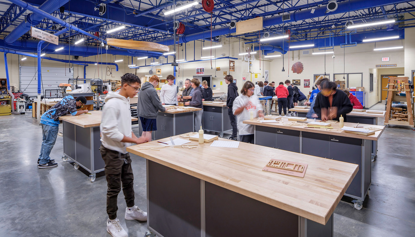 A workshop for the CTE program at Indian Land High School, a new K12 facility in Lancaster, South Carolina