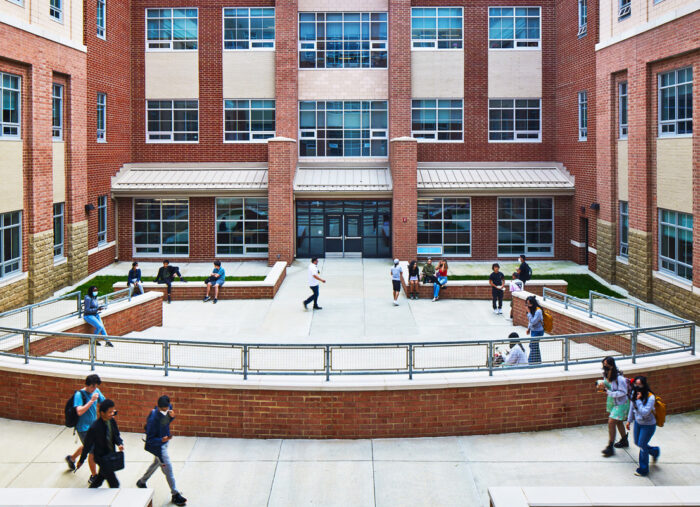 Courtyard in Seneca Valley High School, a new k-12 school in Maryland