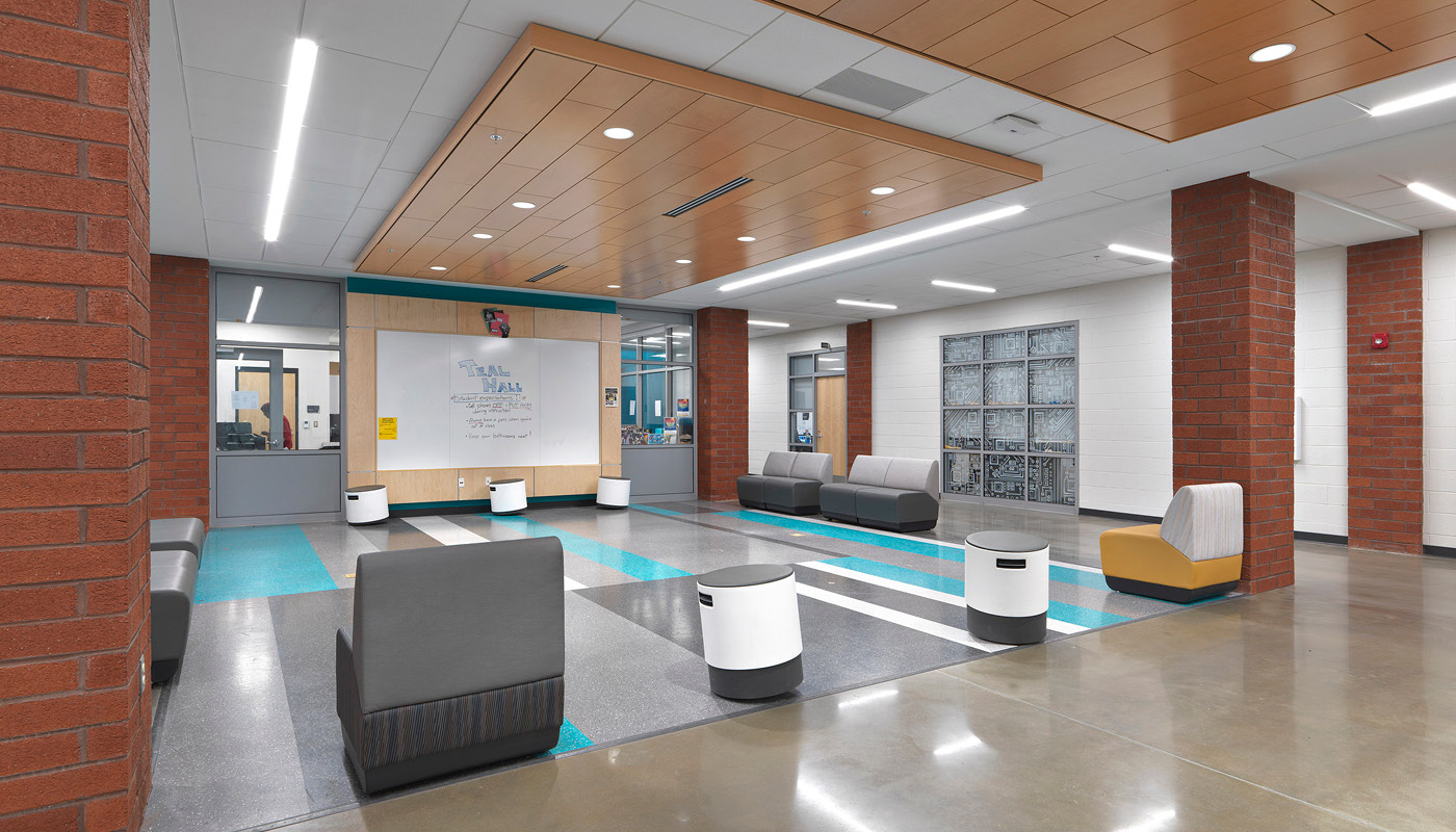 Collaborative learning area in Highland Springs, a new k-12 school in Virginia