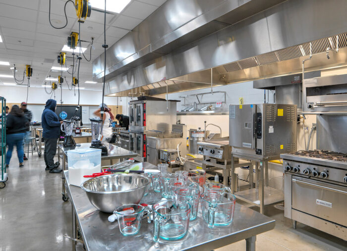 Culinary spaces used in the CTE program at Highland Springs, a new high school in Henrico, Virginia