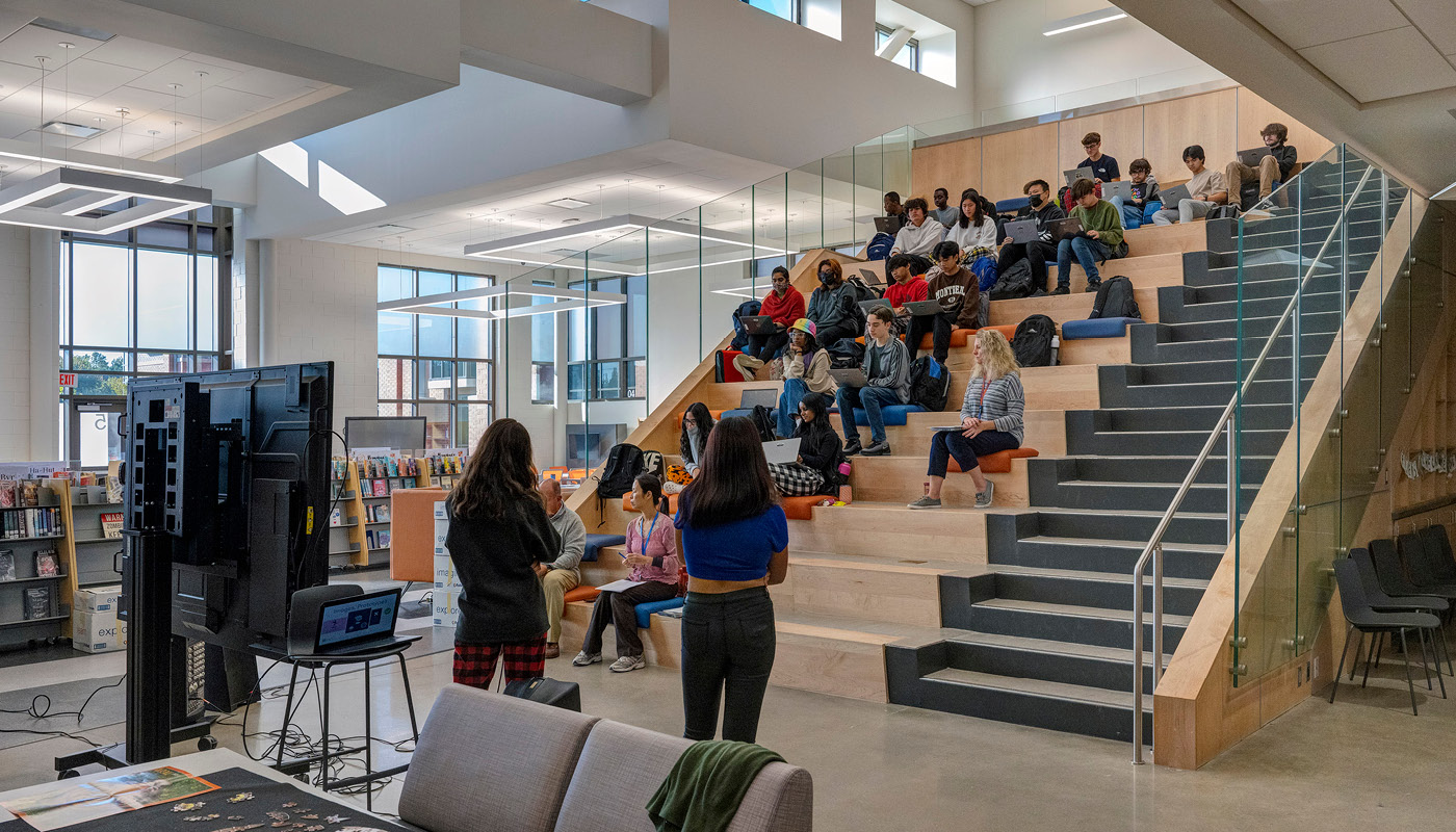 Learning stair in Tucker High School, a new k-12 facility in Virginia