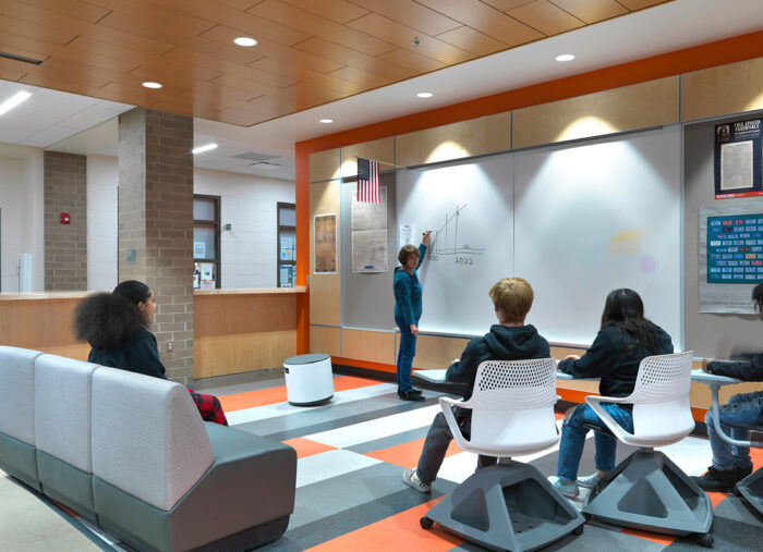 Collaborative learning space in Tucker High School, a new k-12 facility in Virginia