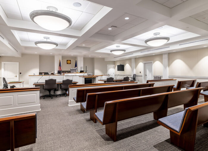 Courtroom in new Spotsylvania County Judicial Center, constructed in 2021