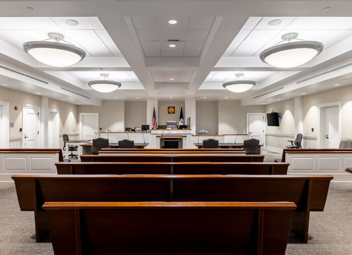 Courtroom in new Spotsylvania County Judicial Center, constructed in 2021