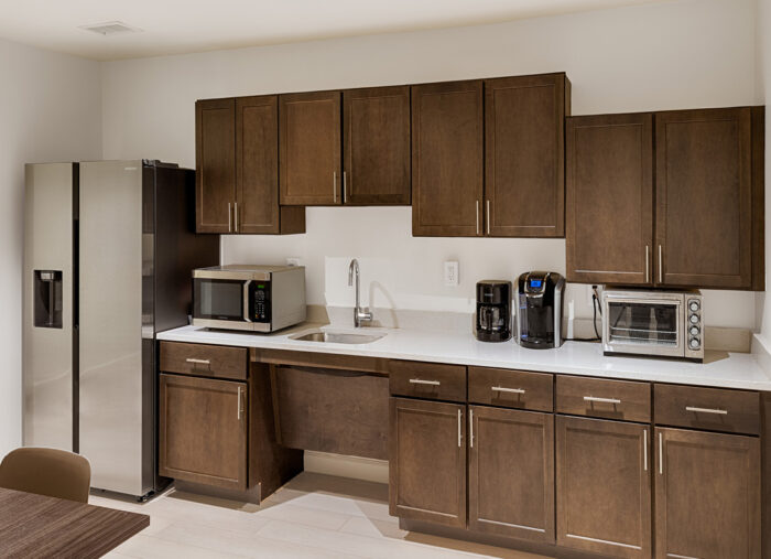 Warming kitchen in renovated Atlantis Apartments, Norfolk, Virginia