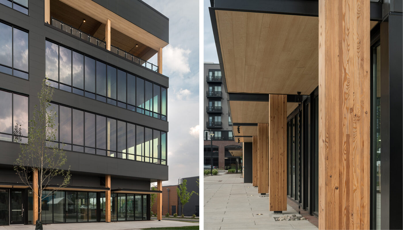 Architectural details of mass timber building