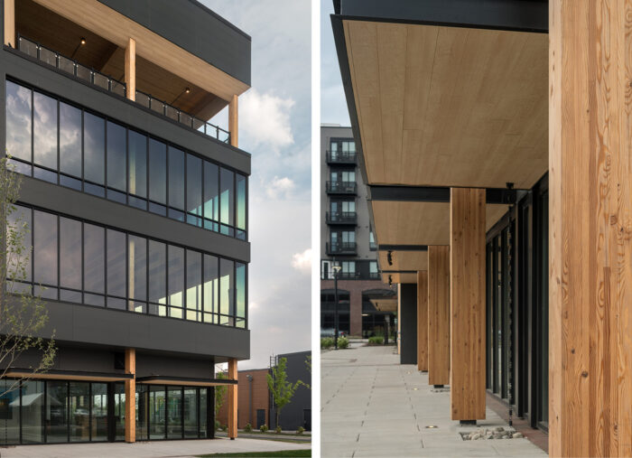 Architectural details of mass timber building